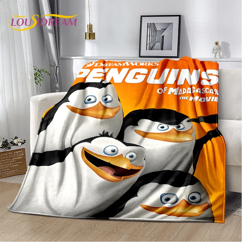 Cute Penguins of Madagascar Cartoon Blanket,Soft Throw Blanket for Home Bedroom Bed Sofa Picnic Travel Office Cover Child Gift