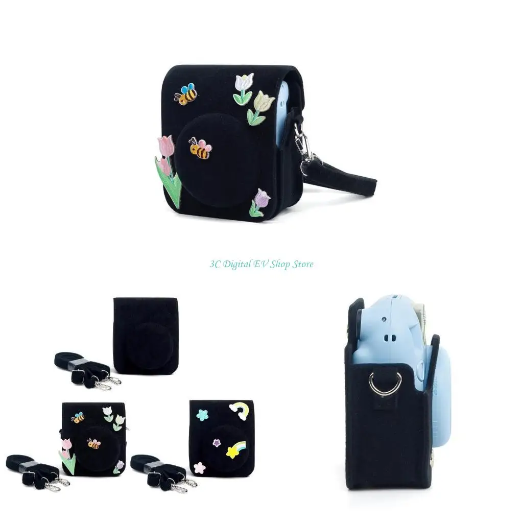 

E74D Camera Case Black Felt Soft Cover Bag for Mini 12 Camera Bag Anti-scratch Protective Felt Bag Cover Replacement