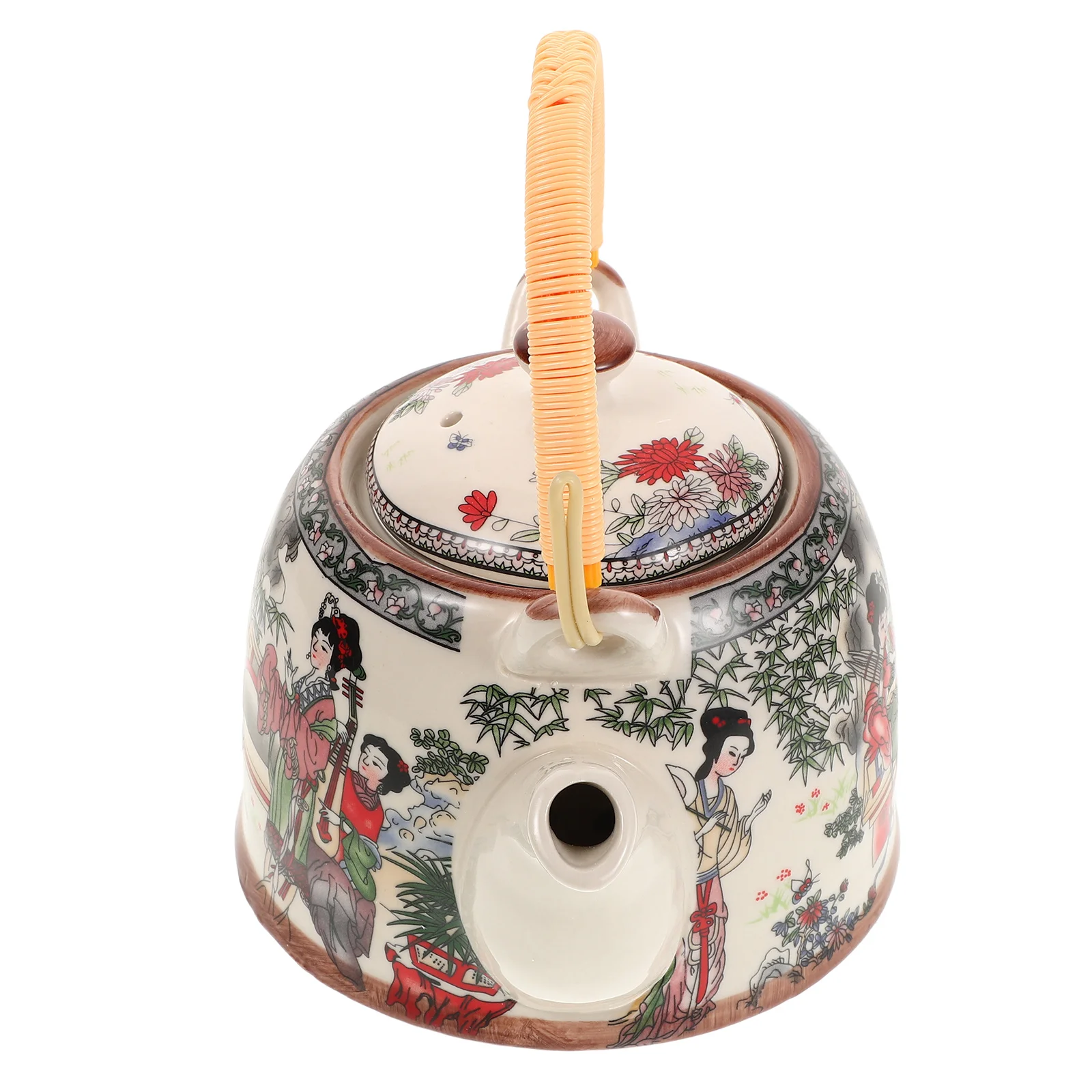 

Ceramic Chinese Vintage Teapot Four Pattern Porcelain Tea Kettle Loose Leaf Tea Gas Stove Boiling Water 900ml