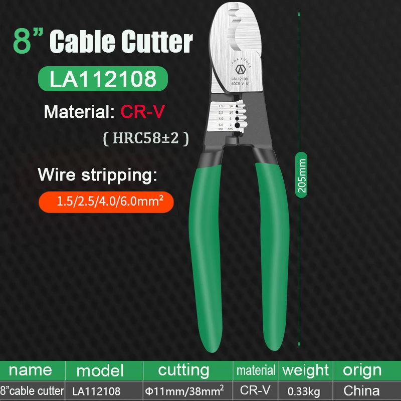 LAOA 8inch Cable Cutter Wire Cutting CR-MO Electrician Pliers Wire Stripper Hand Tools