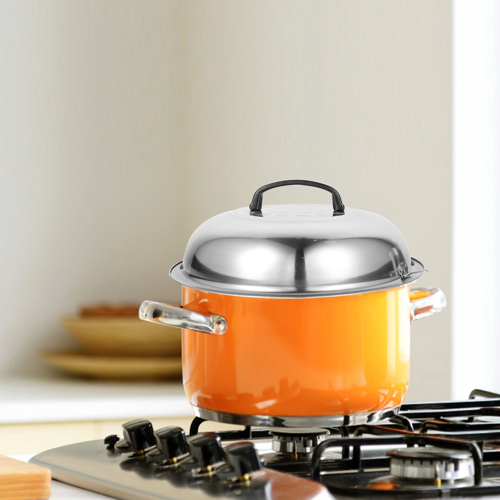 

4 Pcs Lid Stainless Steel Universal Cookware Cover Heat Resistant Cooking Tool Anti Oil Splashing Kitchen Gadget Gifts