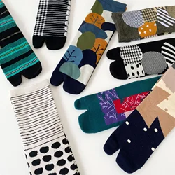 New High Quality Combed Cotton Split Toe Socks Simple Comfortable Two-Toed Socks Japanese Harajuku Men Tabi Socks  Men Socks