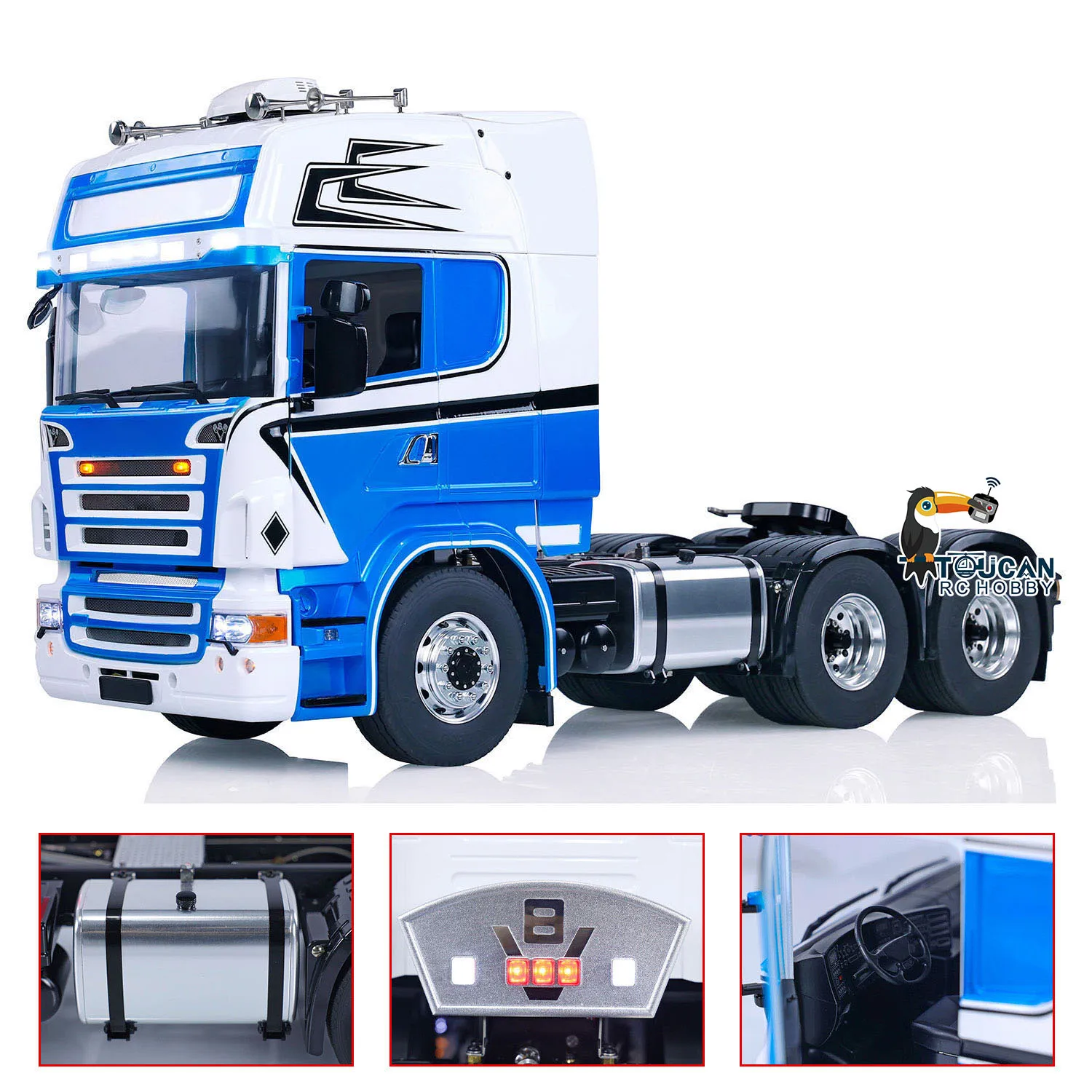 

1/14 TOUCAN Metal Chassis 6x6 RC Tractor Truck Painted Assembled With Light Sound Motor Radio Control Cars DIY Toy Vehicle Model