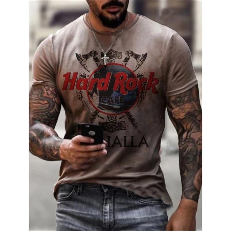 Men's fashion printed T-shirt summer street Harajuku round neck quick drying sports casual short sleeved top image 5