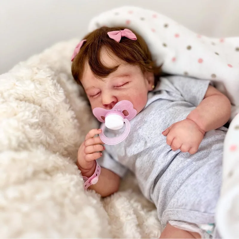 48CM Reborn Sleeping Baby Dolls Loulou Soft Cuddly Body Lifelike 3D Skin with Visible Veins Handmade Muñecas Bebe Reborn