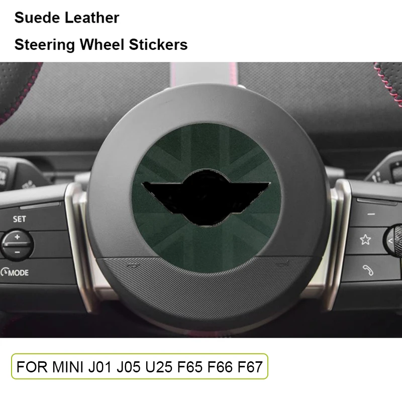 Suede Leather Car Steering Wheel Cover Stickers for Mini Countryman U25 F65 F66 F67 Cooper S E SE J01 EV J05 Aceman 2024 2025