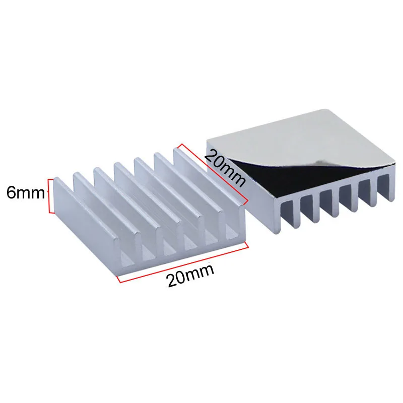 10pcs/lot Aluminum Heatsink 20*20*6mm Electronic Chip Radiator Cooler w/ Thermal Double Sided Adhesive Tape for IC,3D Printer