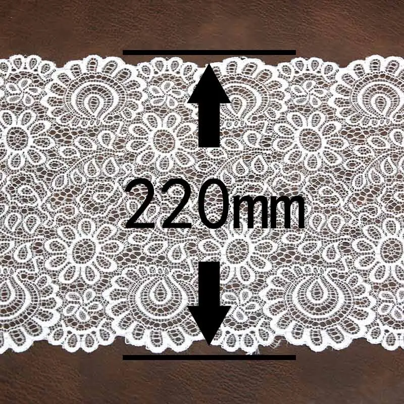 (3 meters/roll) 220mm White And Black Elastic Lace Fabric French Hollow Underwear Lace Trim Manual DIY Exquisite Design