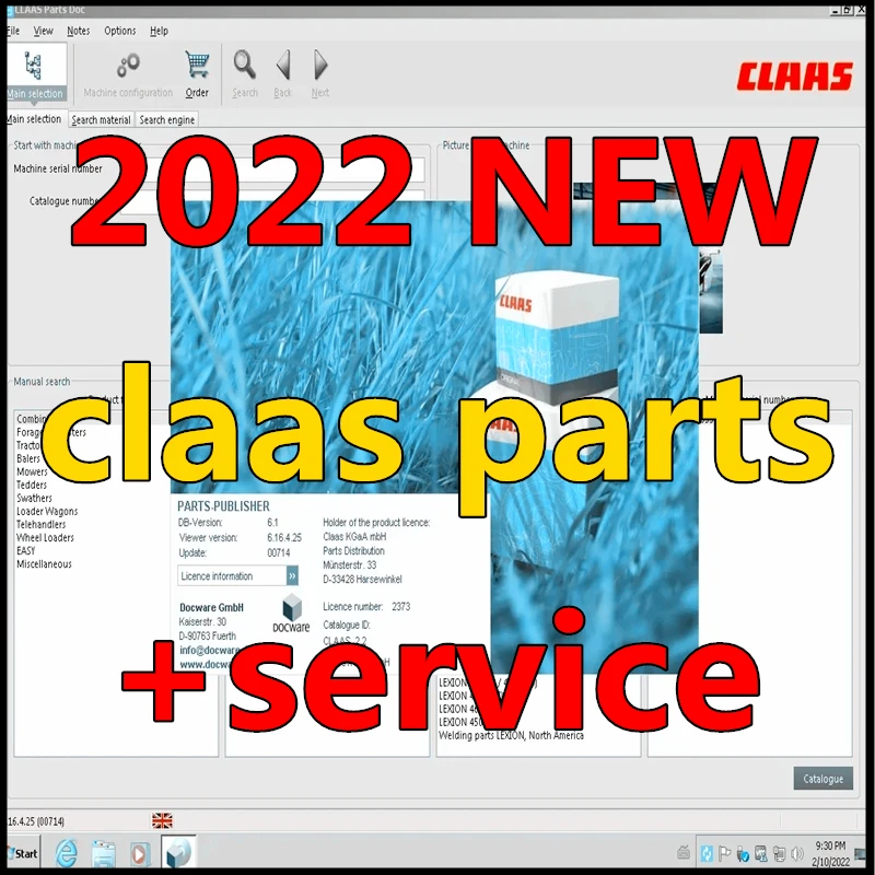 for Claas WebTIC Offline Repair Manual 2022+for Claas PartsDoc 2022  Parts Catalogue,Wiring and Hydraulic Diagrams,etc