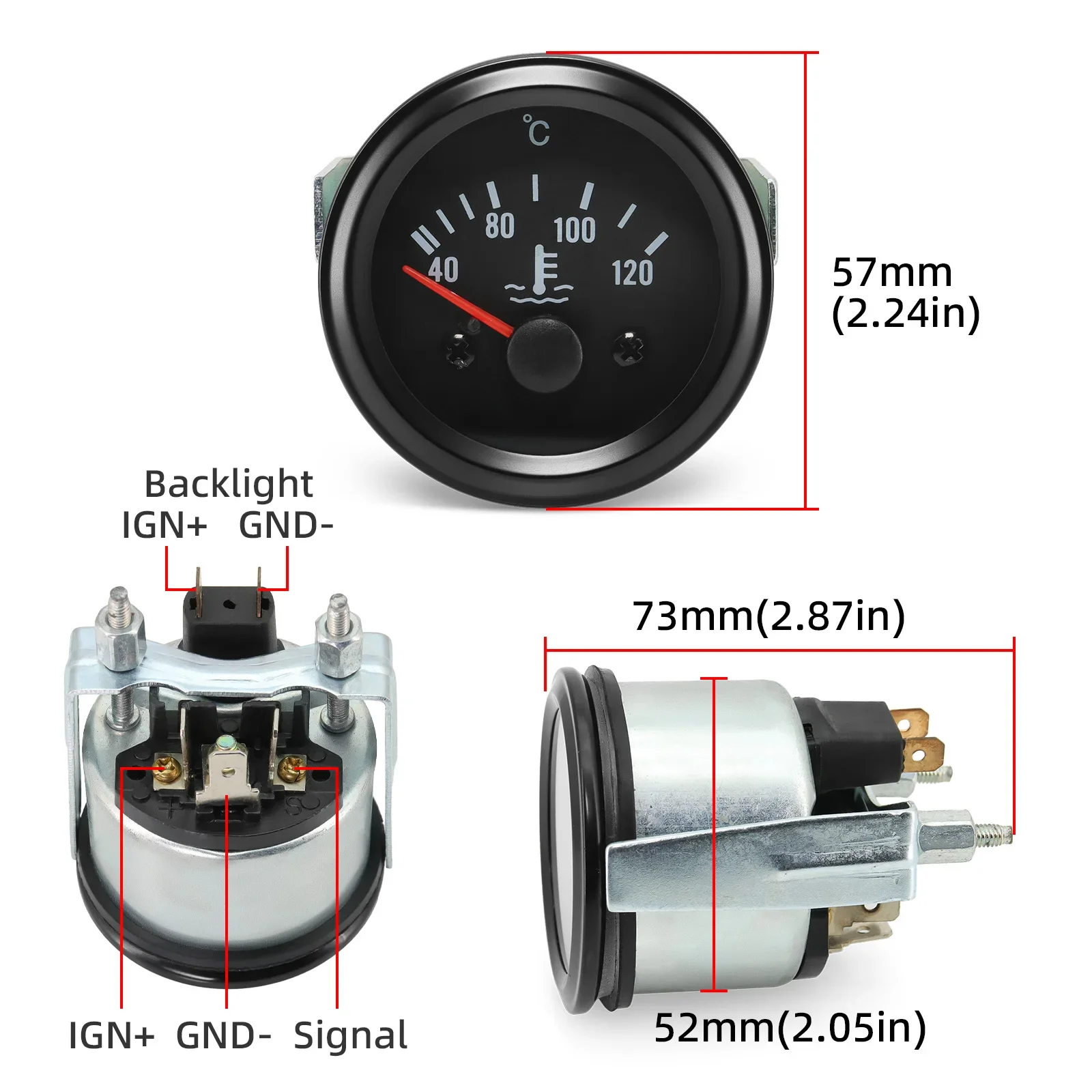 12V 24V 52mm Voltmeter Auto Volts Car Gauge 2