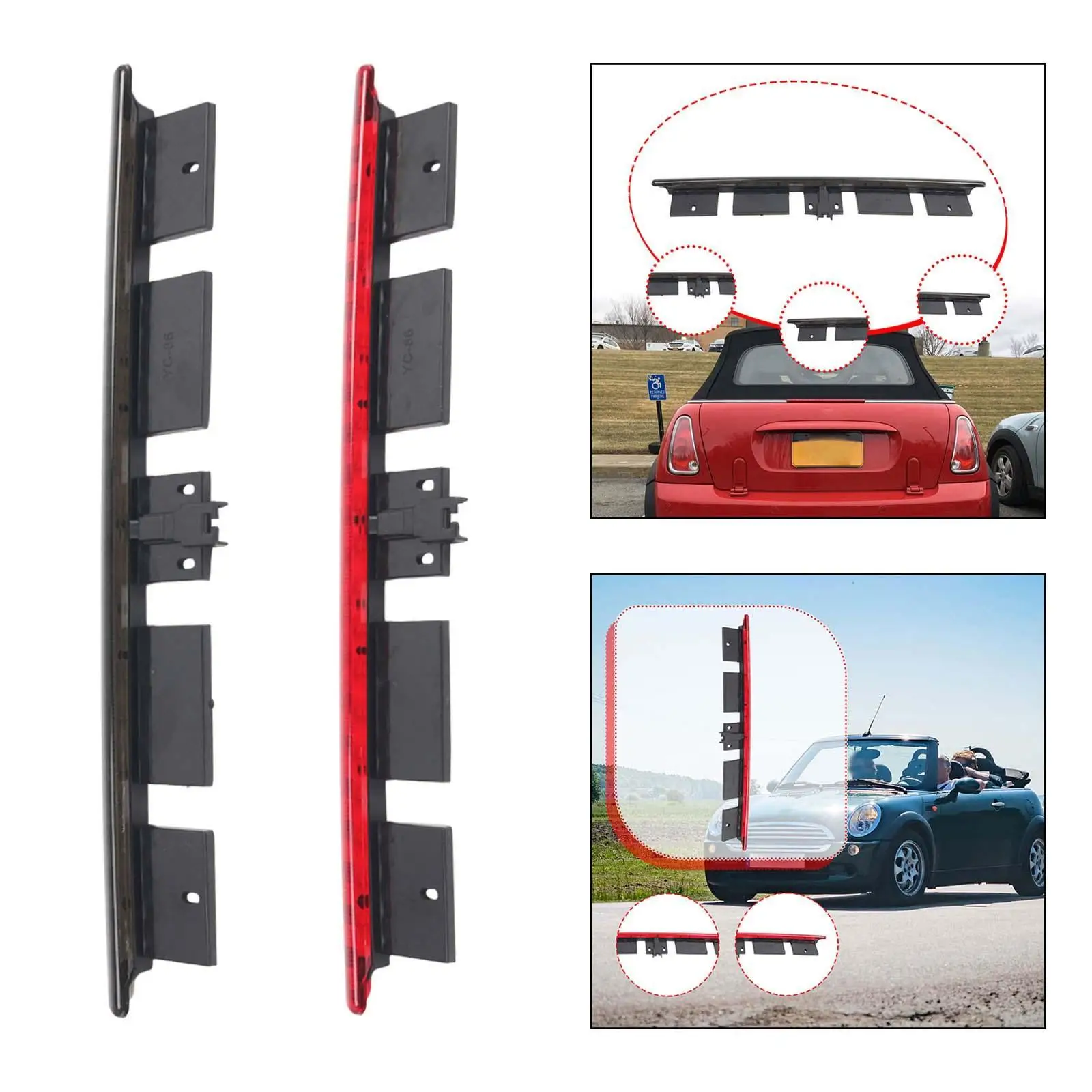

Rear High Level Stop Light LED 3rd Brake Light Auto Accessory Sturdy PP Material Directly Replace for Mini Cooper Convertible R