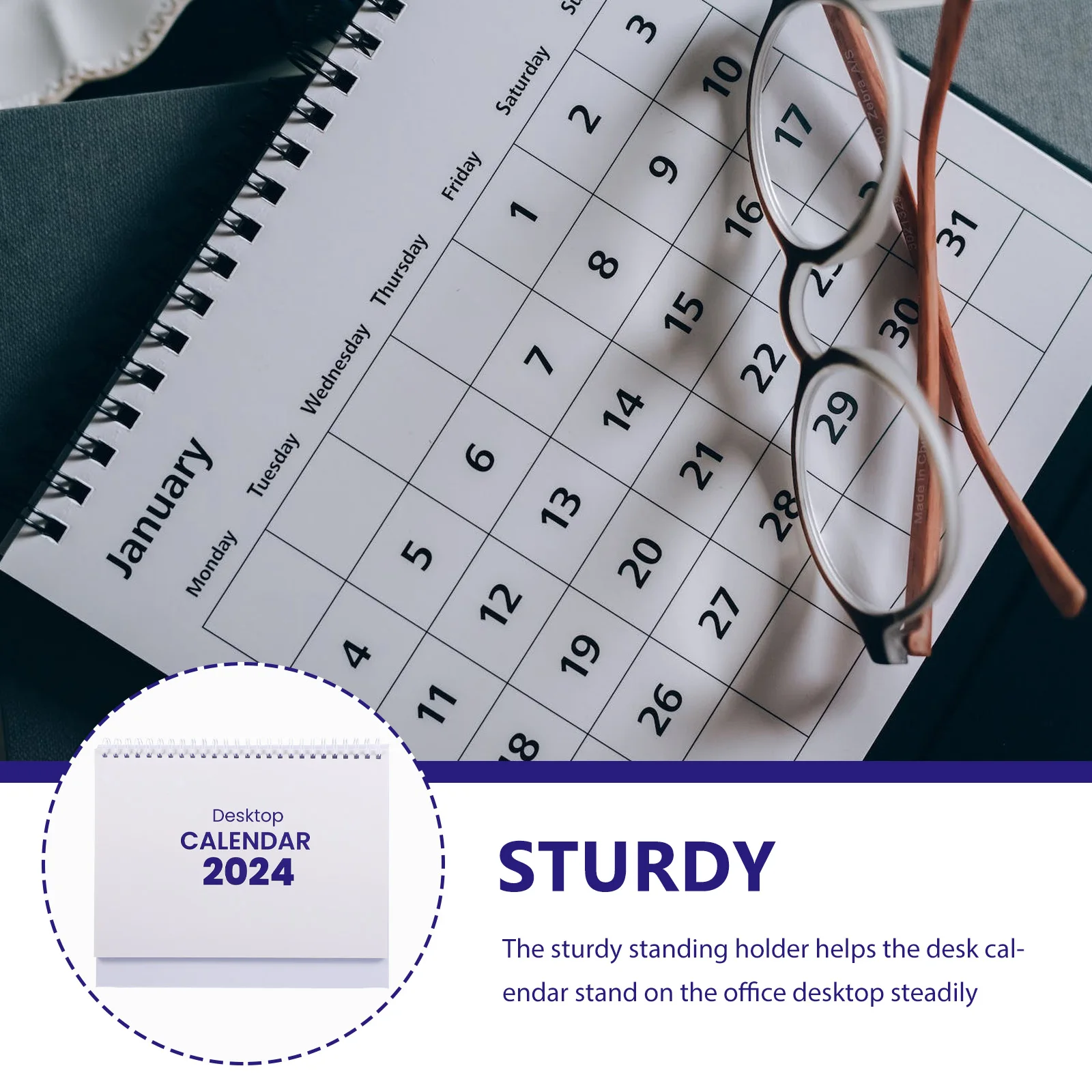 

Creative Desktop Calendar Standing Household Monthly Organizer Decorative Office Supplies Paper Design with Storage Base