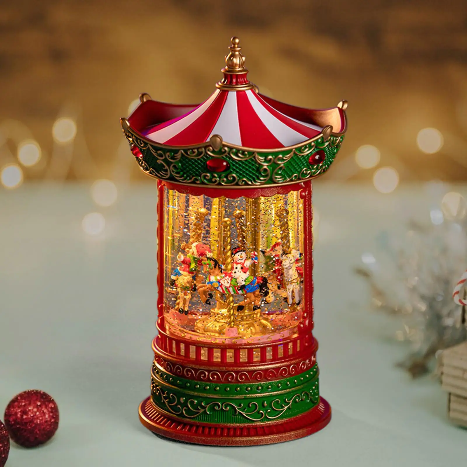 Carousel Horse Snow Globe Music Box Lighted Christmas Snow Globes Lantern for Women Girls Mom Mother's Day Valentine Gifts