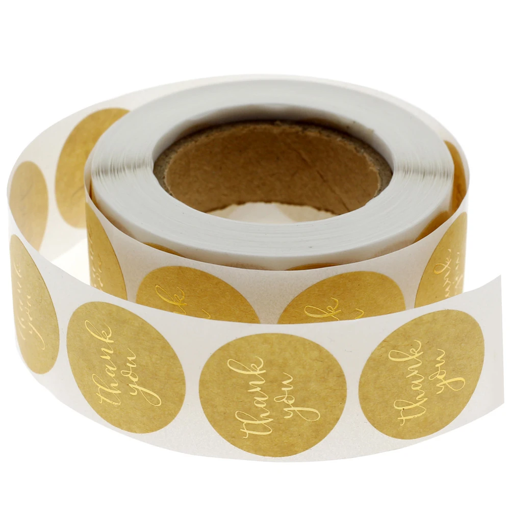 Pegatinas decorativas para álbum de recortes, pegatinas con fuente dorada de agradecimiento, Kraft para Festival, sobre de Navidad, 100-500 piezas