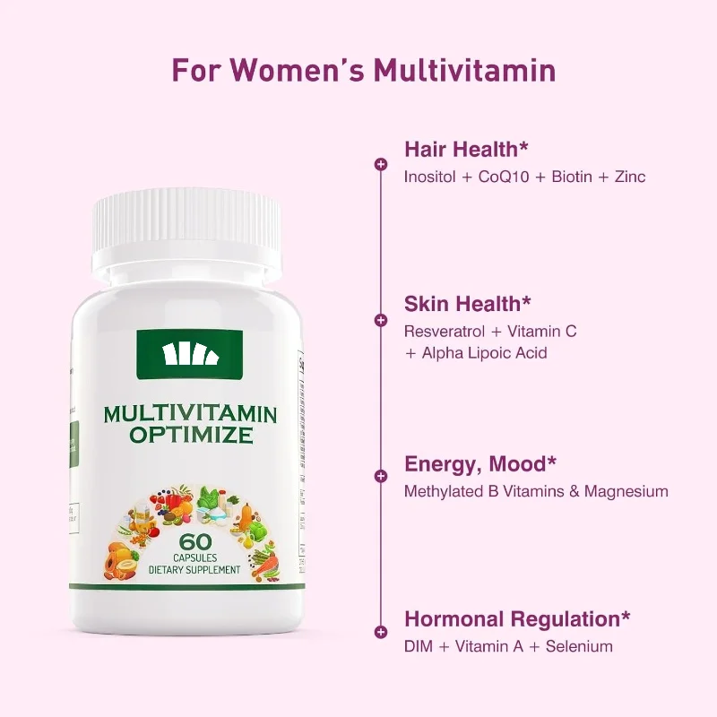Women's Multivitamin Complex Capsules with Iron - Hair, Skin, and Nail Health and Beauty Support