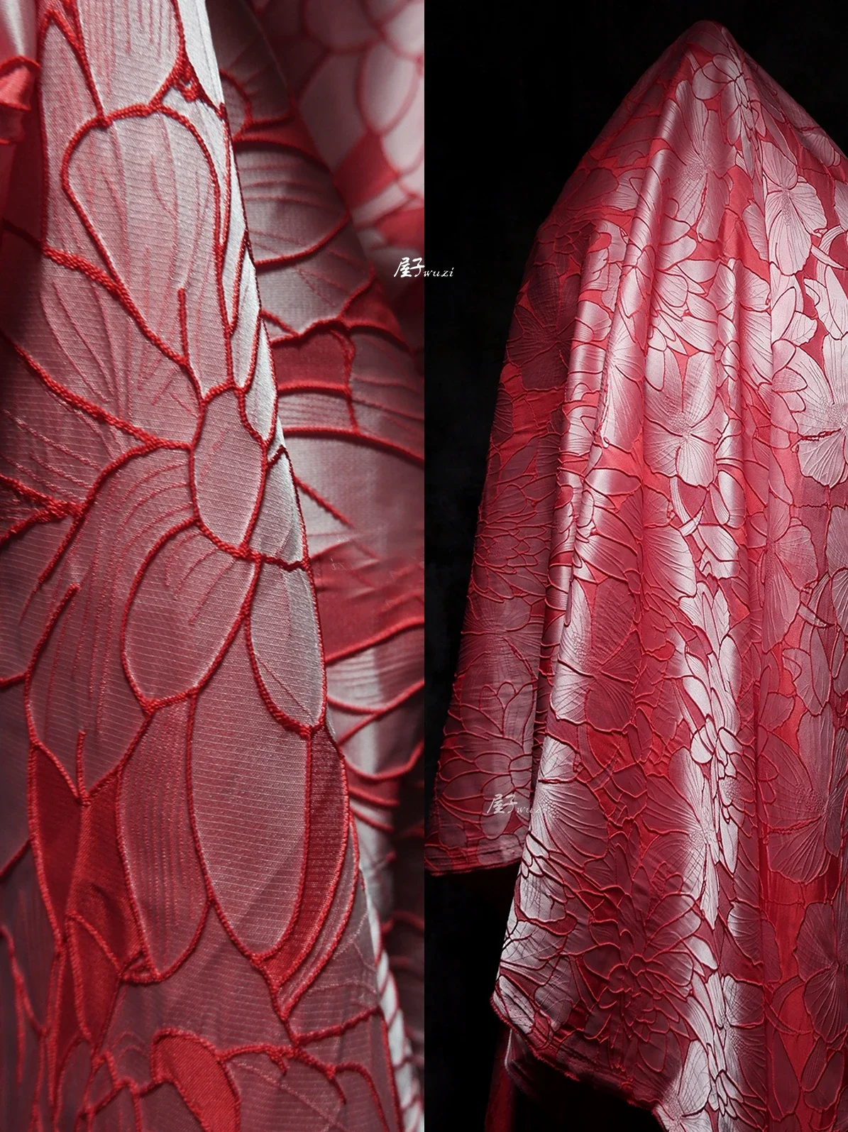 Lotus Flower Lotus Leaf Pattern Three-dimensional Texture Jacquard Dress Hanbok Fabric Cheongsam Chinese Style Fabrics