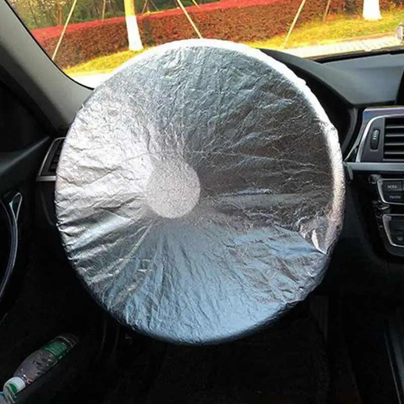 Car Steering Wheel Sun Block Silver Coated Cloth Sun Shade Cover Auto Steering Wheel Sheath Sunscreen Insulation Accessories