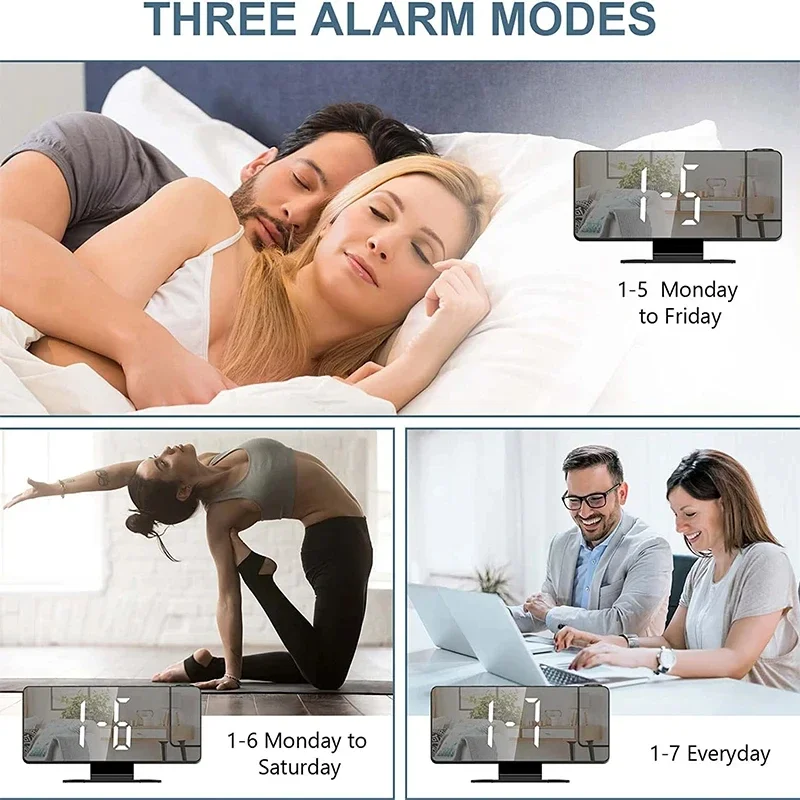 LED Digital Alarm Clock Projection Clock Projector Ceiling Clock with Time Temperature Display