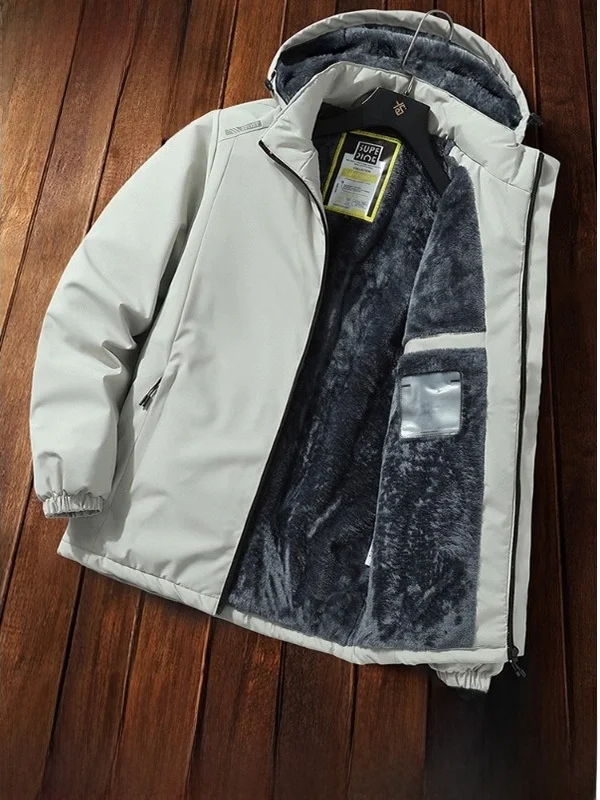 

Мужской зимний хлопковый тренч Thiened Fce на подкладке, ветрозащитный плащ с капюшоном, теплая верхняя одежда, повседневная деловая одежда