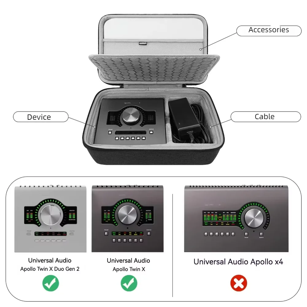 EVA-Hartschalen-Organizer für Apollo Twin X/Twin X Duo Gen 2, zum Mischen und Düsen der Soundkarte, praktischer Aufbewahrungskoffer – Detail 2