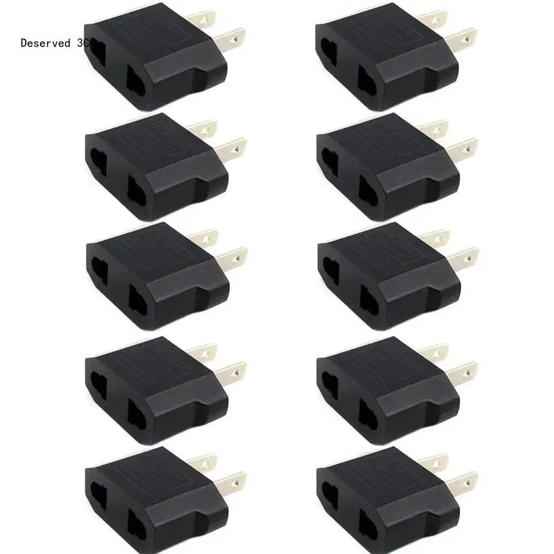 10Pcs/set US EU AU to US Euro Europe Plug Converter 2 Round 2-flat Plug Converter Travel Adapter Electrical Socket