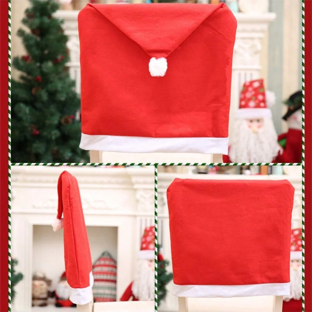 4 Stück Weihnachtsstuhlhussen 25 x 20 Zoll, festliche Feiertagsdekorationen für Zuhause und Party, robuste Sitzschoner aus Stoff – Detail 6