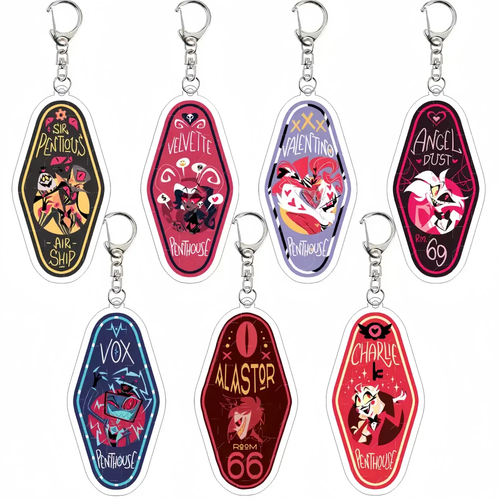 Hell Hotel retro shape double-sided high-definition key ring anime peripheral student backpack pendant small gift
