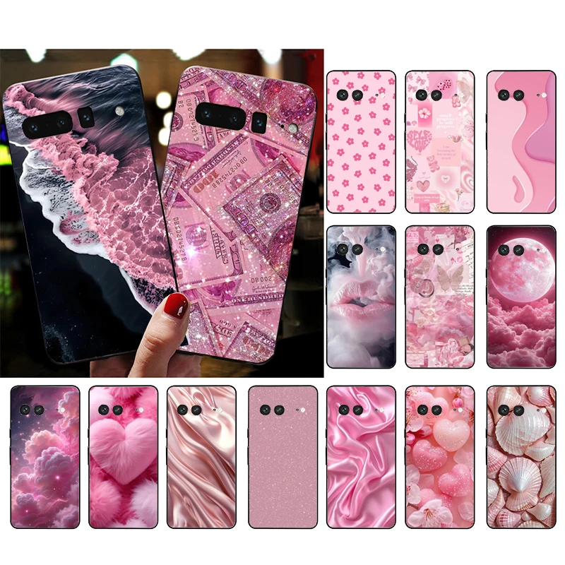 حافظة لهاتف جوجل بيكسل 10 9 برو XL 9A 8 7 6 Pro Pixel 8A 7A 6A Pixel 8 7 6 5 حافظة جمالية وردية #1