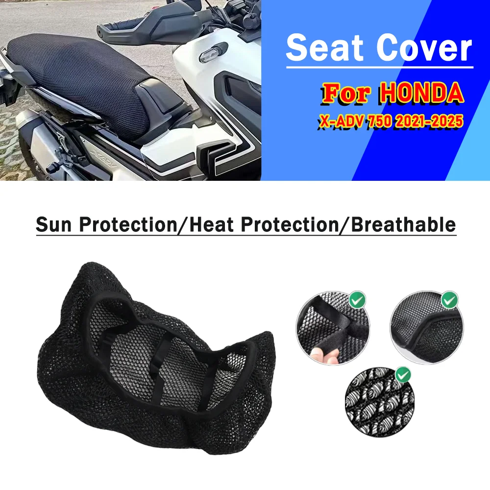FOR HONDA X-ADV 750 XADV750 X ADV750 Mesh Motorcycle Seat Cover 3D Elastic Breathable Heat Resistant Anti-Slip Protector Cover