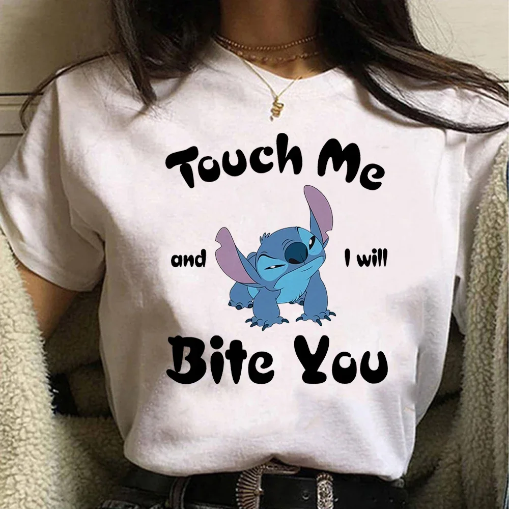 Letnie śmieszne damskie T-shirty śliczne koszulki Disney z nadrukiem i ściegiem modne miękkie słodkie oversize T Shirt Femme Vetement