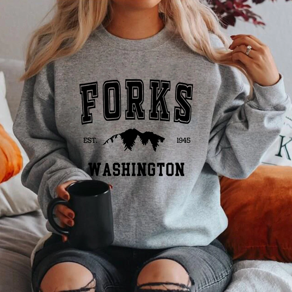 Twilight Unisex Crewneck Sweatshirt Forks Washington Hoodie Team Edward Sweatshirts Women Long Sleeve Harajuku Graphic Hoodies