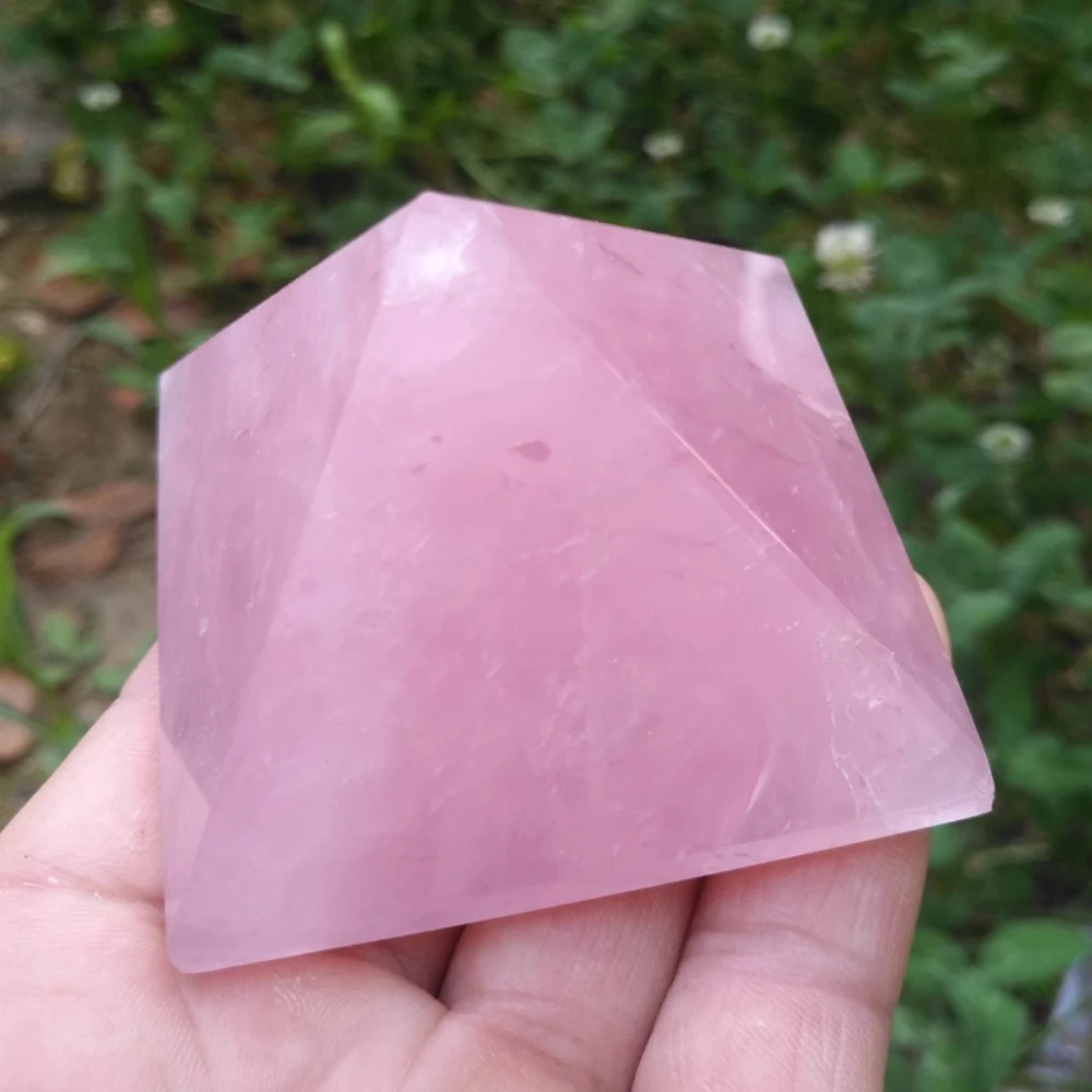 Natural Crystal Stone Ornaments, Pink Crystal Pyramid, Home and Office, Desktop Decoration, Energy Cultivation