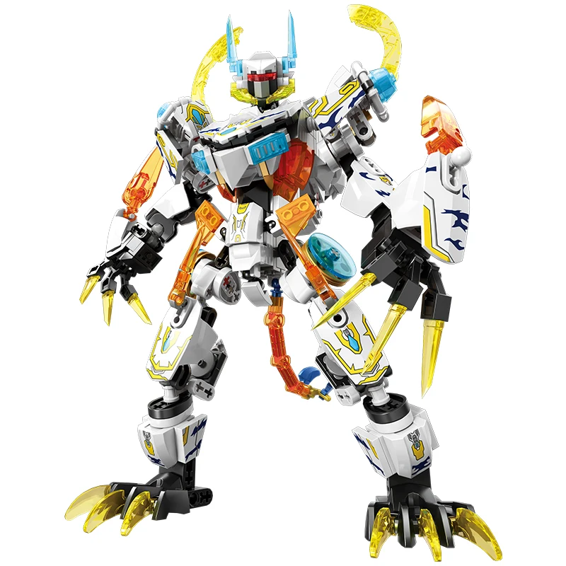 2in1 White Tiger Mecha Building Blocks Transformable Robot Building Blocks Animal Building Blocks DIY Children Toy Holiday Gift