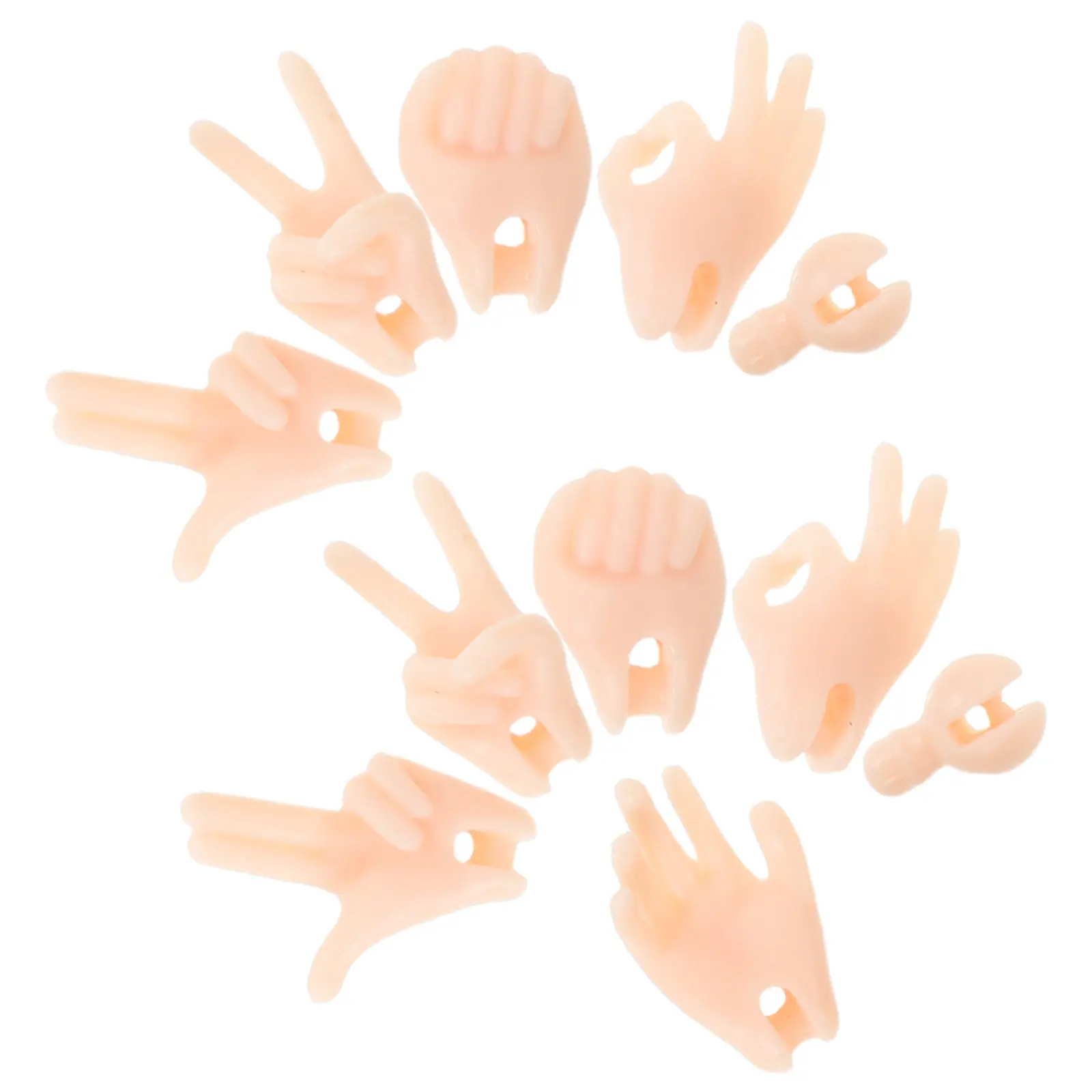 Gelenkige Miniaturhände aus Kunststoff mit beweglichen Teilen für DIY-Actionfiguren-Reparatur, flexible Handflächen-Ersatzteile, Bastelzubehör
