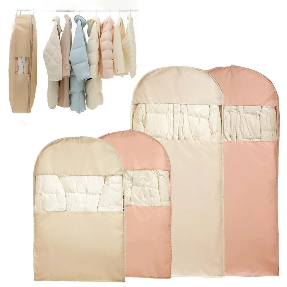 Compression Hanging Clothes Dust Cover, Visible Storage Organizer for Down Jackets & Coats