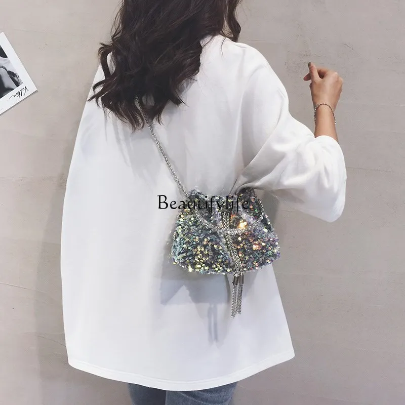 Fashionable Sequins Small Bag Women's High-Grade Special-Interest Design Messenger Bag Fashion