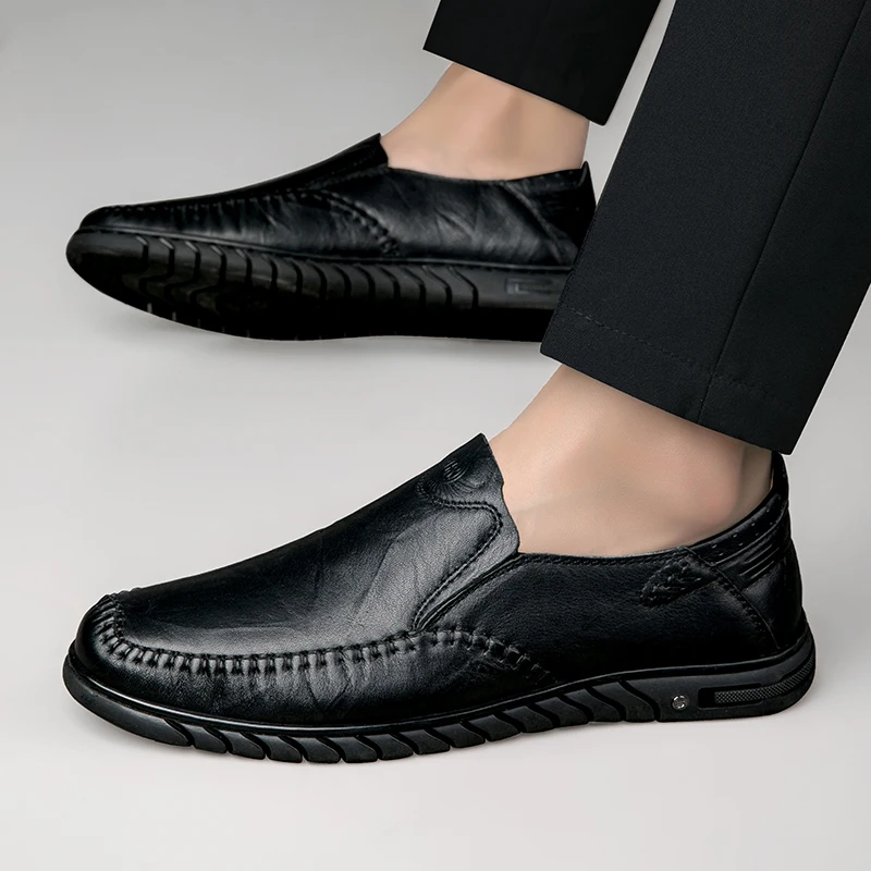 

Handcrafted Men's genuine Leather Oxford Shoes slip on Business Casual Dress Shoes Premium Stitching men moccasins