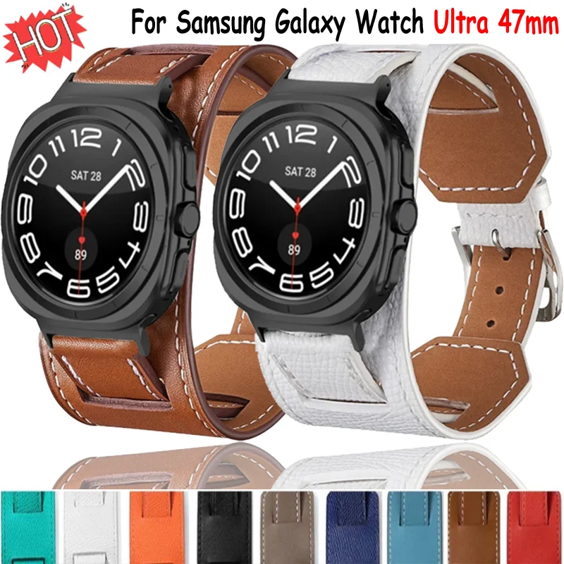 

Кожаный ремешок премиум-класса для Samsung Galaxy Watch 8 Ultra 47 мм, модный дышащий браслет, аксессуары для Samsung Galaxy Watch 7 Ultra