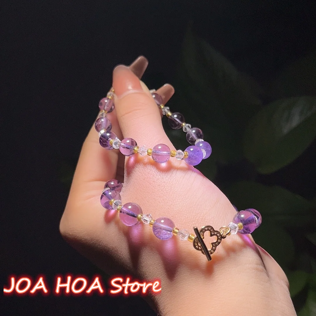 Natural Chalcedony Agate Jade Round Bead Accessories String Bangle Amethyst Handchain Handcrafted DIY Bracelet Jewelry