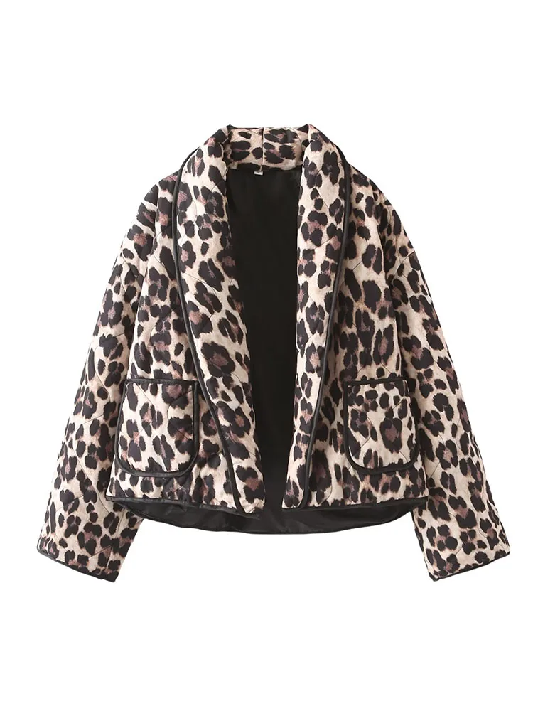 New Fall Women\'s Clothing European and American Style Fashionable and Versatile Casual Style Leopard Print Cotton Jacket