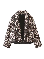 New Fall Women's Clothing European and American Style Fashionable and Versatile Casual Style Leopard Print Cotton Jacket