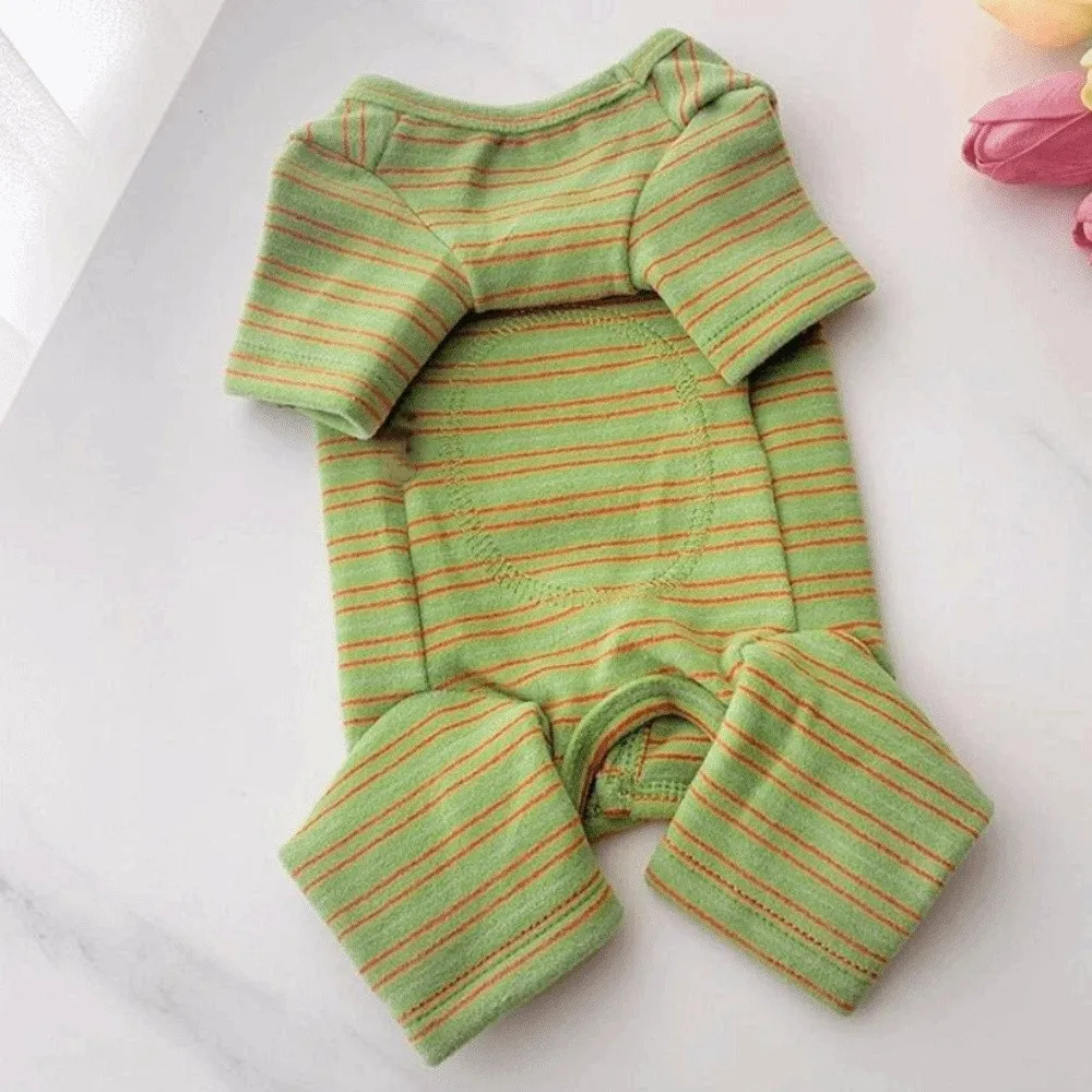 

Casual Soft Dog Striped Jumpsuit Comfortable Warm Pet Bottoming Shirt Four-legged Dog Pajamas Daily Wear