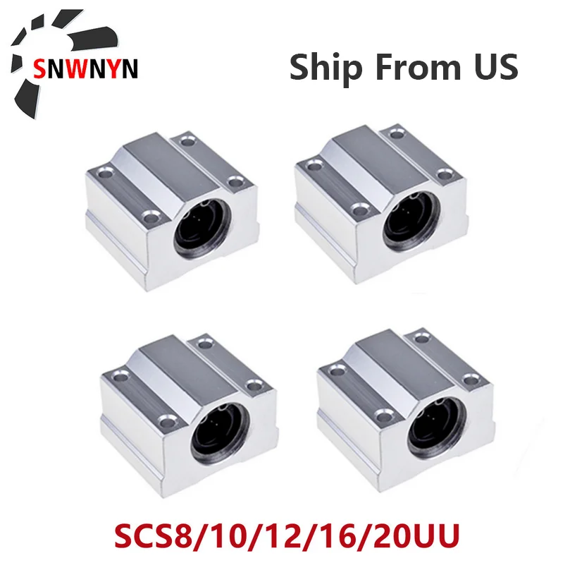 4PCS Linear Ball Bearing Slide Block SCS8UU SCS10UU SCS12UU SCS16UU SCS20UU SCS25UU Linear Shaft Bearing For CNC 3D Printer Part