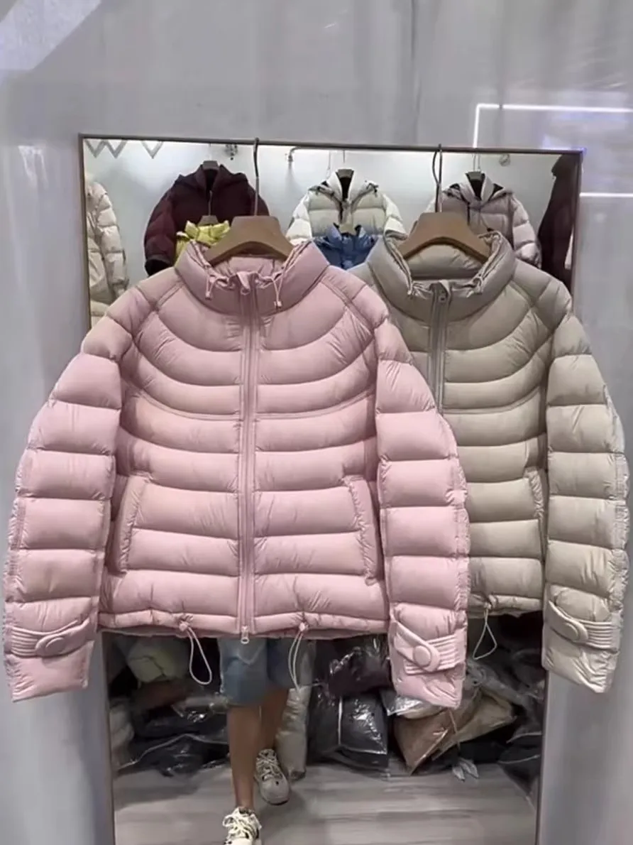 

Women's Puffer Jacket Short Thickened White Duck down Loose Korean Style Warm Nylon Fabric Windproof 3D Design Shoulder Length