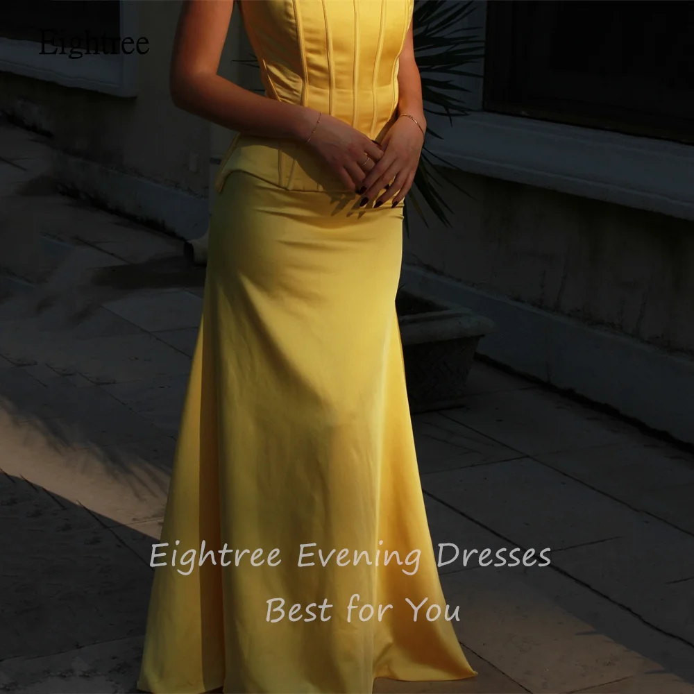 Eightree-vestidos de fiesta de sirena amarillos, vestido de fiesta Formal sin tirantes, sin espalda, largo hasta el suelo, vestidos de fiesta