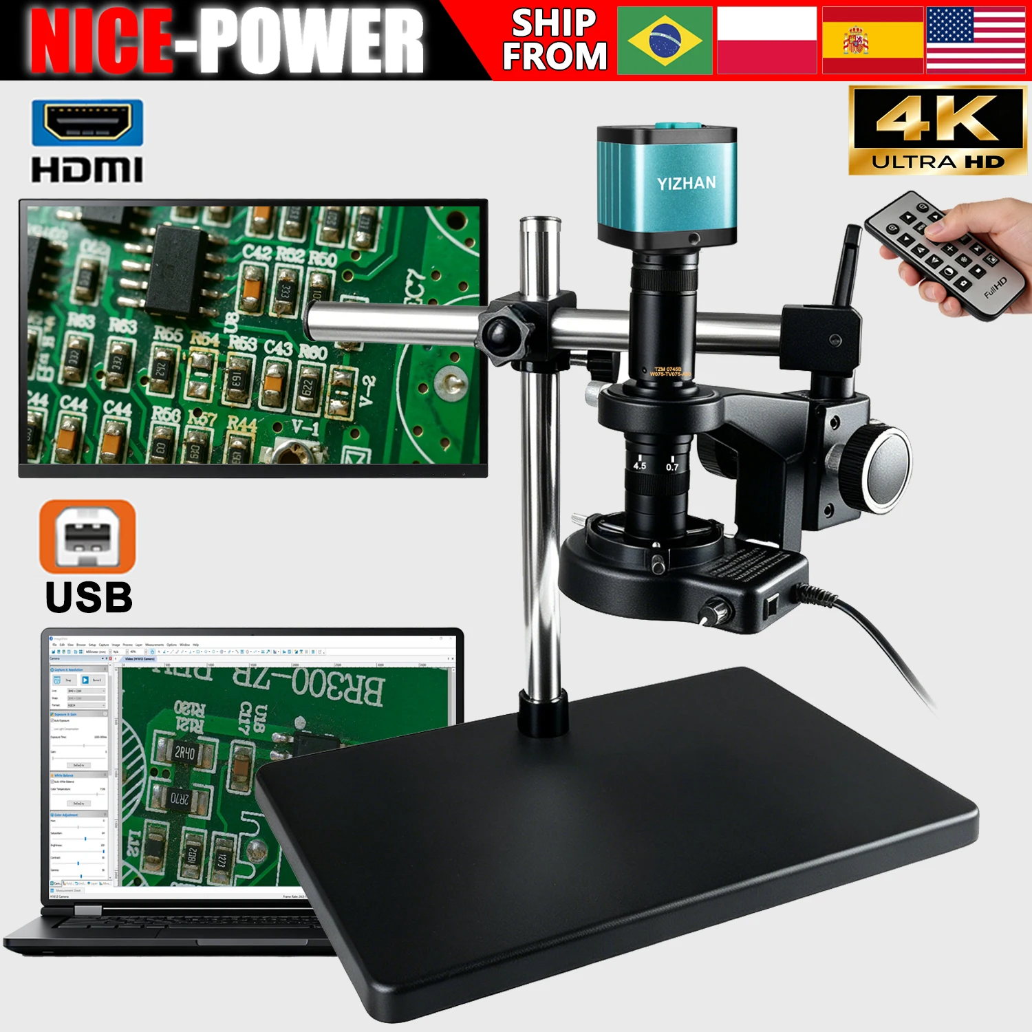 YIZHAN 4K Digital Microscope For Electronics Universal Microscope