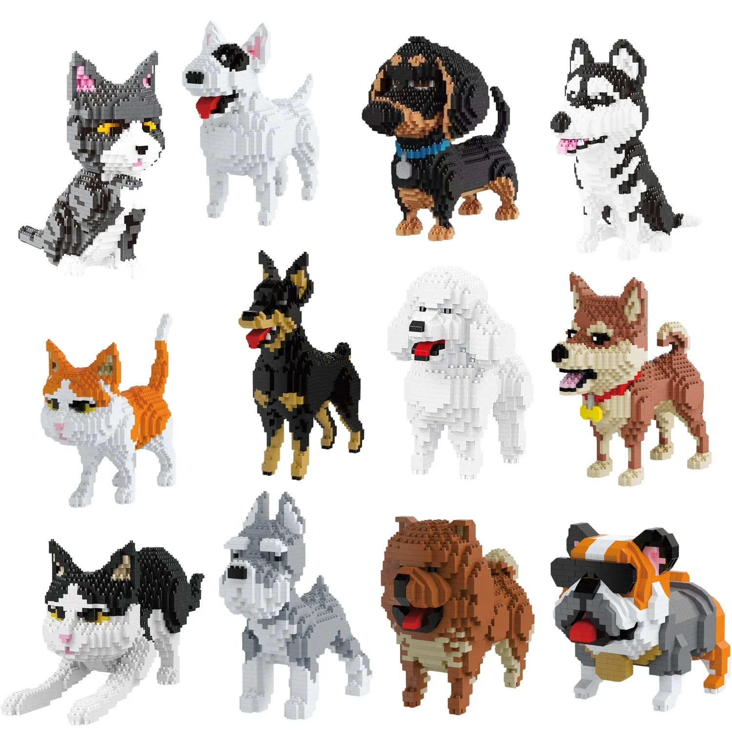 Micro-blocs pour animaux de compagnie mignons : collection chien et chat, compatibles avec d'autres blocs de construction de type brique, le meilleur choix pour les fêtes et les cadeaux