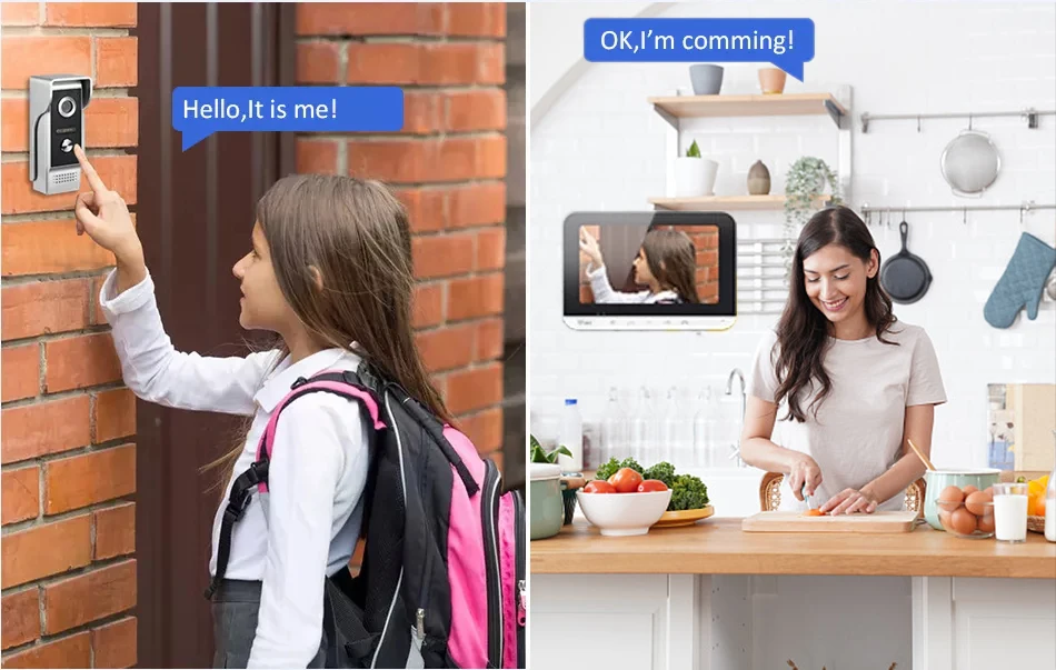 WIFI 4 Draht Sensor Taste Visuelle Sprech System Verdrahtet Video Intercom mit Tür Glocke