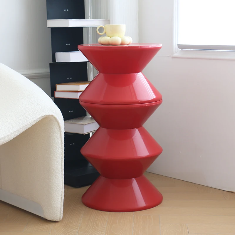 Nordic Designer Medieval Plastic Small Tea Table Sofa Side Table Bedside Small Round Shelf Corner Table Living Room Stool Mesa