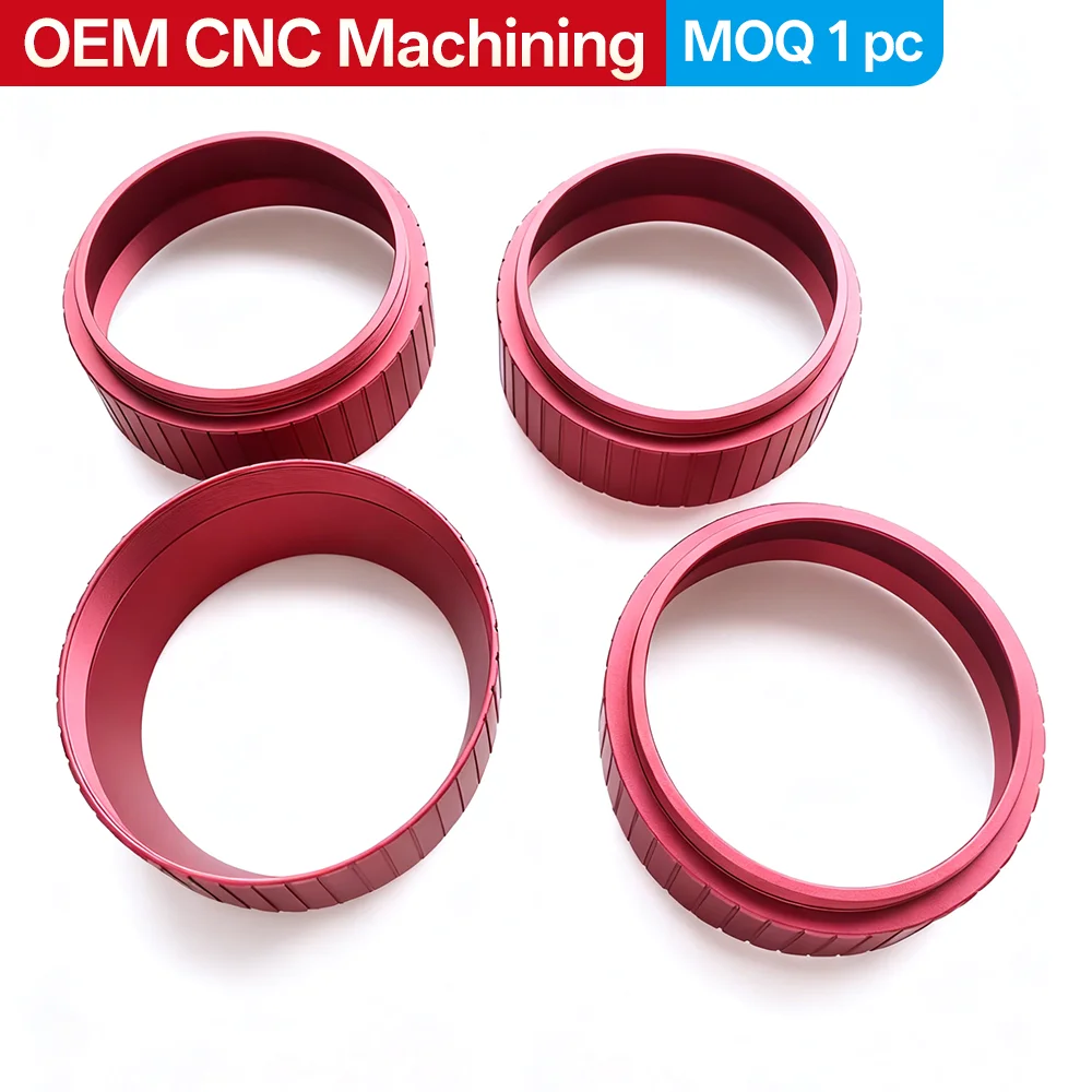 Custom CNC Machining of Aluminum, Titanium, and Stainless Steel Alloys Aluminum Alloy Turning with Red Electrolytic Plating and